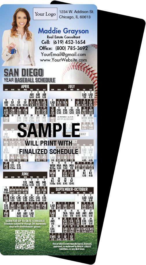 Real Estate Baseball Schedules, Magnetic Sports Calendars for Realtors